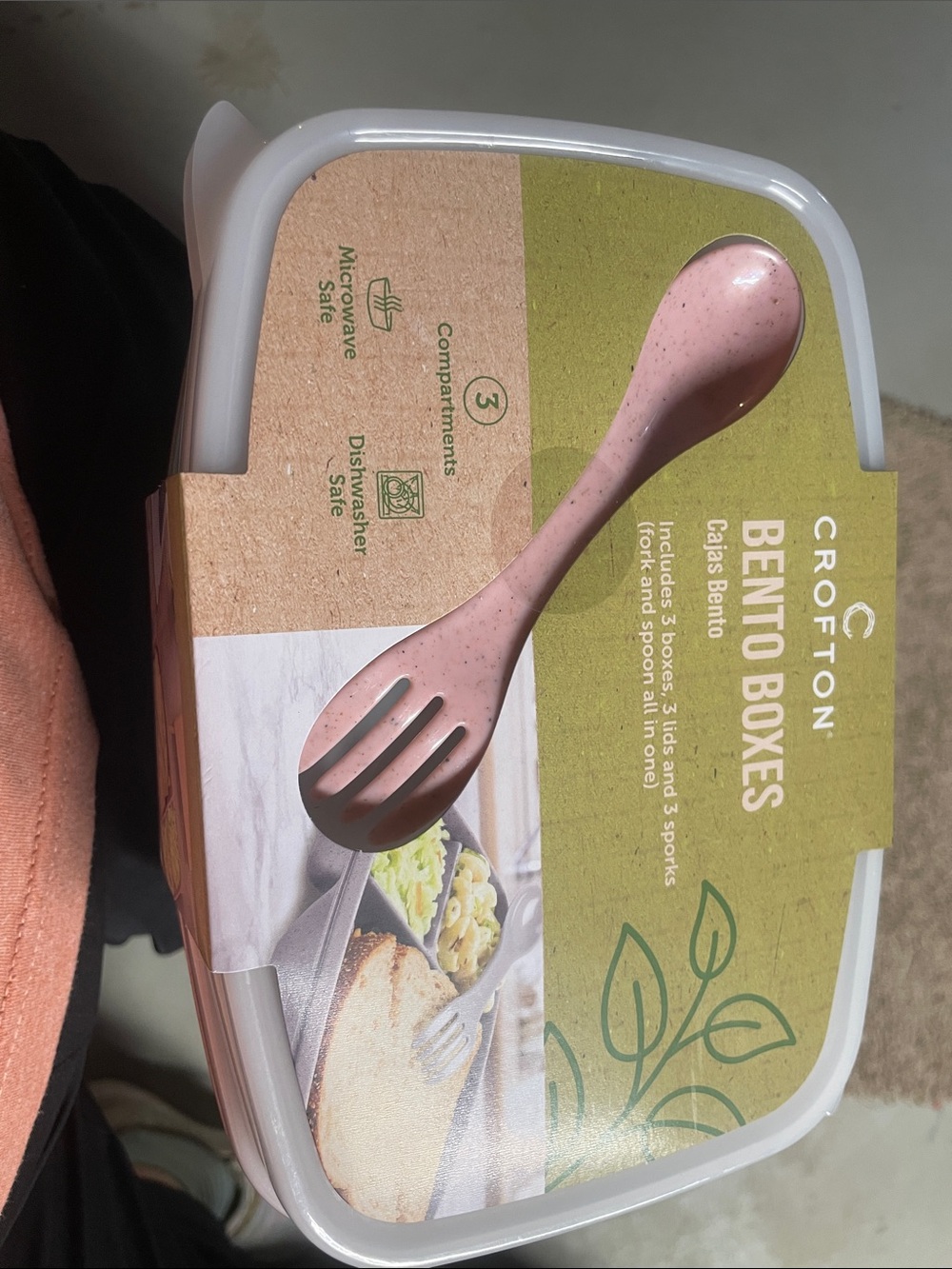 Crofton Pink Speckled Bento Box with Matching Spork